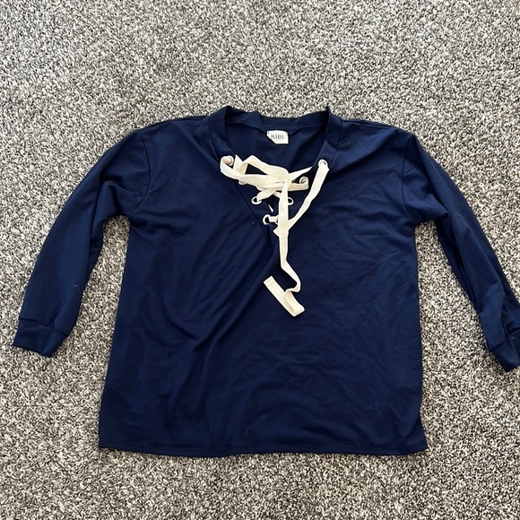 Navy tie up shirt loungewear from Jenny balance size s/m - Picture 1 of 2